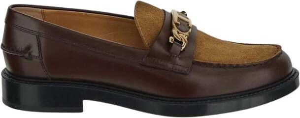 TOD'S Elegante T-Chain Loafers Brown Dames