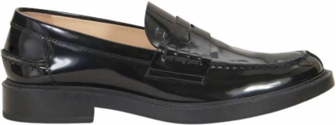 TOD'S Zwarte Patent Leren Loafer met Penny Bar Black Dames