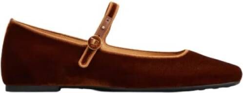 TOD'S Fluwelen Ballerina's met Knoopband Brown Dames