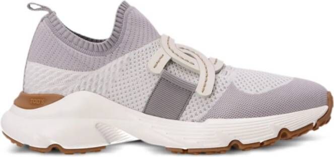 TOD'S Gebreide Grijze Sneakers met Elastische Band Gray Dames