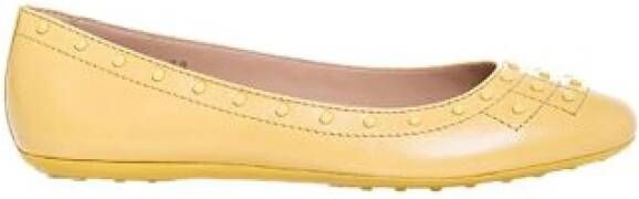 TOD'S Gele Leren Ballerina met Se Patronen Yellow Dames