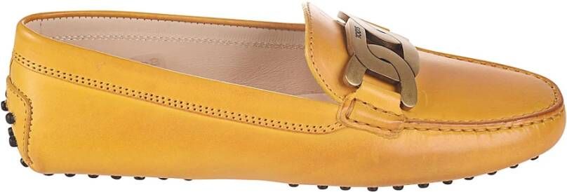 TOD'S Gele leren ketting loafers Yellow Dames