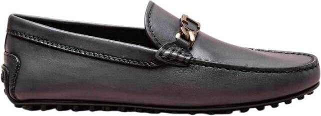 TOD'S Gepatineerde Leren Mocins met Kaken Gray Heren