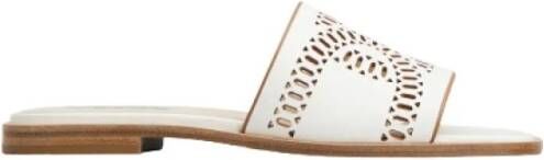 TOD'S Geperforeerde leren sandaal met iconisch kettingdetail White Dames