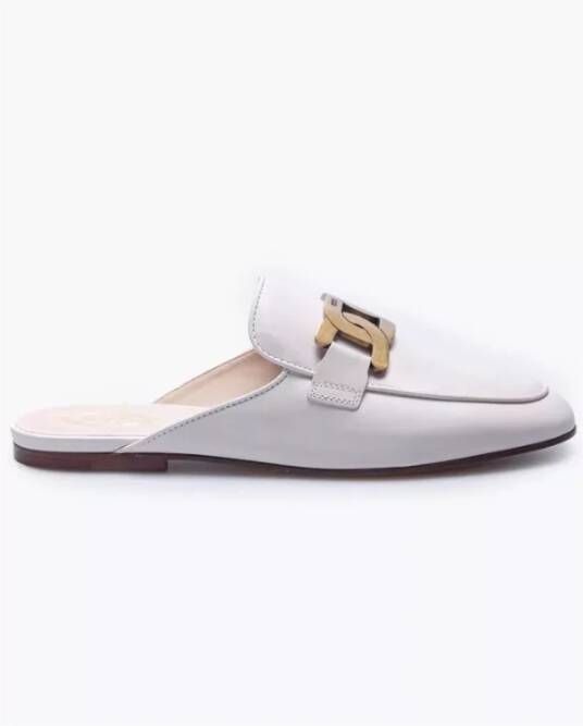 TOD'S Gesloten leren muilen met metalen schakels Wit Maat: 36 1 2 White Dames