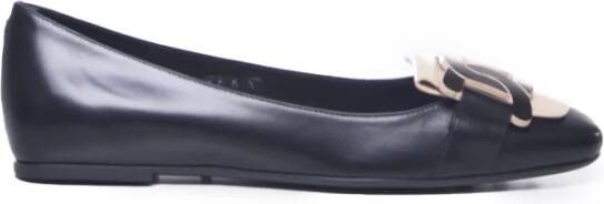 TOD'S Glanzend Leren Ballet Flats Zwart Wit Black Dames