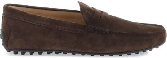 TOD'S Gommino Suède Loafers met Penny Bar Brown Heren