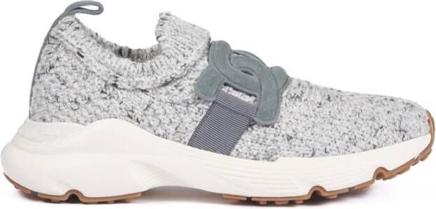 TOD'S Grijze Slip-On Sneaker met Suède Ketting Gray Dames