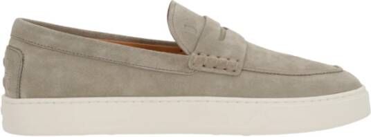 TOD'S Grijze Suède Mocassin Platte Schoenen Gray Heren