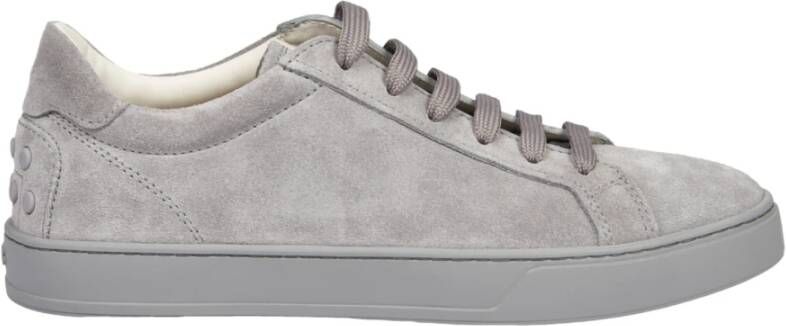 TOD'S Grijze Suède Sneakers met Rubberen Zool Gray Heren