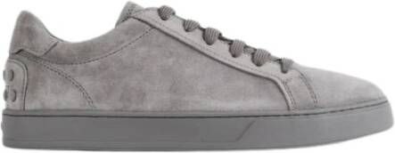 TOD'S Grijze Suède Sneakers met Spikes Gray Heren