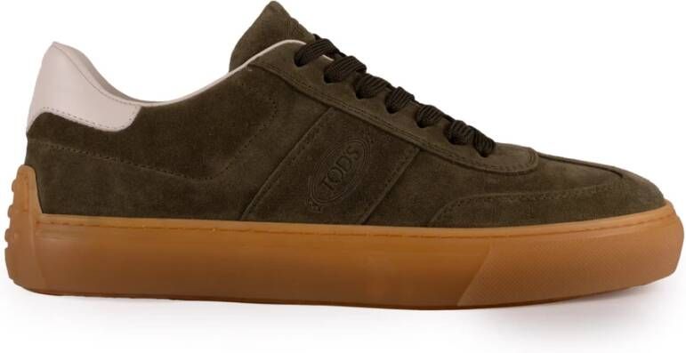 TOD'S Groene leren sneakers met logo Green Heren