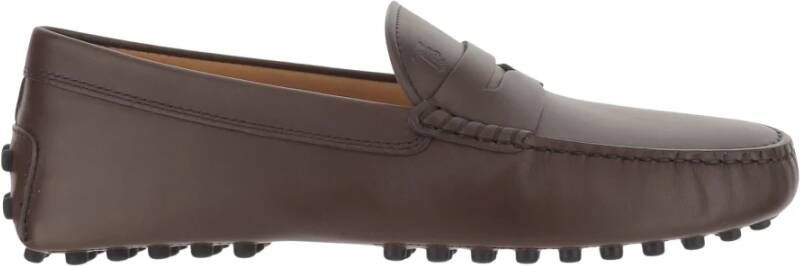 TOD'S Handgemaakte leren loafers met logodetail Brown Heren