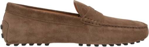 TOD'S Handgemaakte Lichtbruine Suède Mocassin Brown Heren