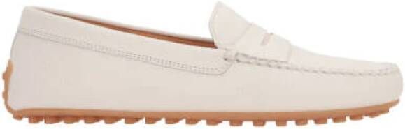 TOD'S Handgemaakte Witte Gehamerde Leren Mocassins White Dames