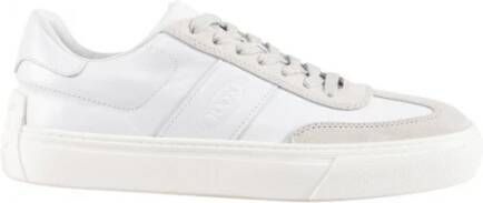 TOD'S Leren Sneakers met Suède Inzetstukken White Heren