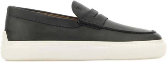 TOD'S Houtskool leren loafers Gray Heren