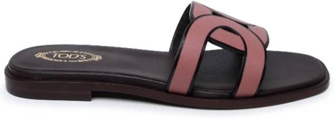 TOD'S Iconische Ketting Leren Sandalen Purple Dames