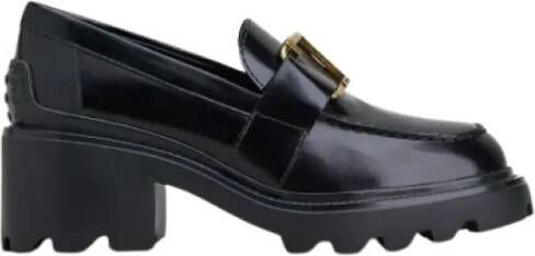 TOD'S Italiaanse leren mocassins met metalen detail Black Dames