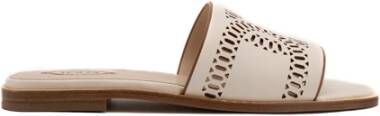 TOD'S Ivoor Leren Lage Hak Sandalen Beige Dames