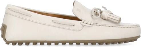 TOD'S Ivoor Leren Loafers met Strikdetail Beige Dames