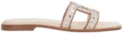 TOD'S Ivoorleren Slide Sandalen met Zilveren Studs White Dames