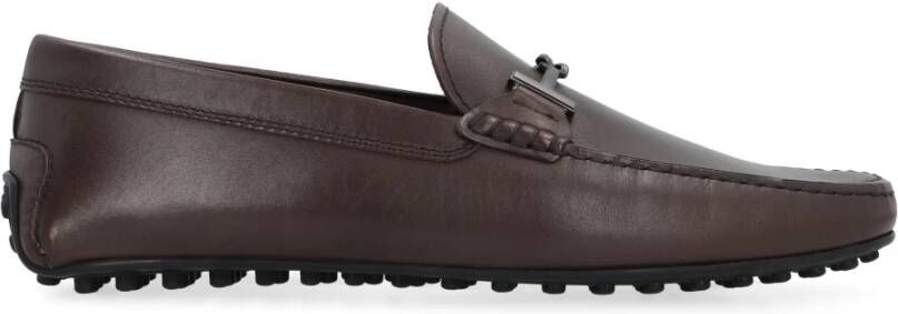 TOD'S Klassieke leren loafers met rubberen zool Brown Heren