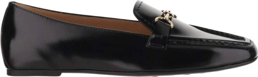 TOD'S Leren Loafers Amandel Teen Rubber Zool Black Dames