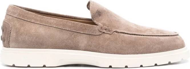 TOD'S Klassieke suède platte schoenen Beige Heren