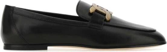 TOD'S Klassieke zwarte leren loafers Black Dames