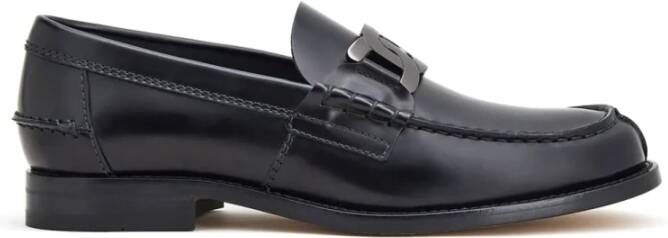 TOD'S Zwarte Leren Chain-Link Loafers Black Heren