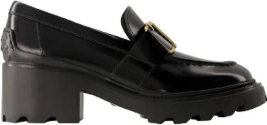 TOD'S Zwarte elegante gesloten middenhak loafers Black Dames