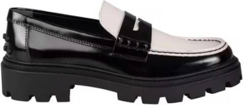 TOD'S Leren Bicolor Mocassins met Front Cut Black Dames