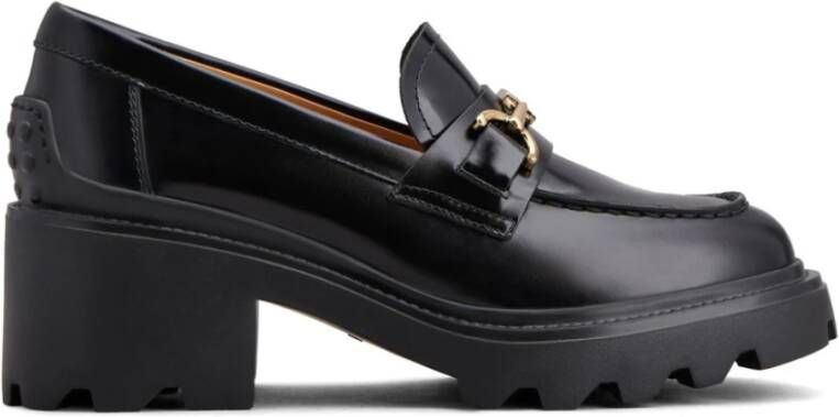 TOD'S Leren Blokhak Instap Schoenen Black Dames