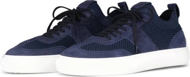 TOD'S Leren & Gebreide Sneakers Rubberen Zool Blue Heren