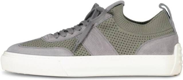 TOD'S Leren & Gebreide Sneakers Gray Heren