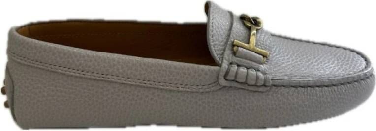 TOD'S Leren Gommino Mocassin Off-White Gray Dames