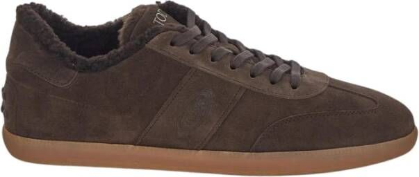 TOD'S Leren Lace-Up Sneaker Brown Heren