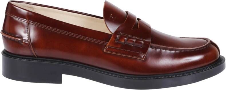 TOD'S Leren Loafer met Rubberen Zool Brown Dames