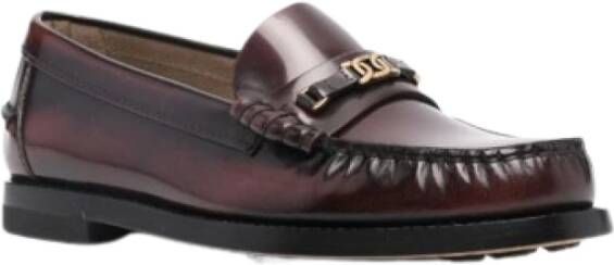 TOD'S Leren Loafers met Gouden Hardware Red Dames