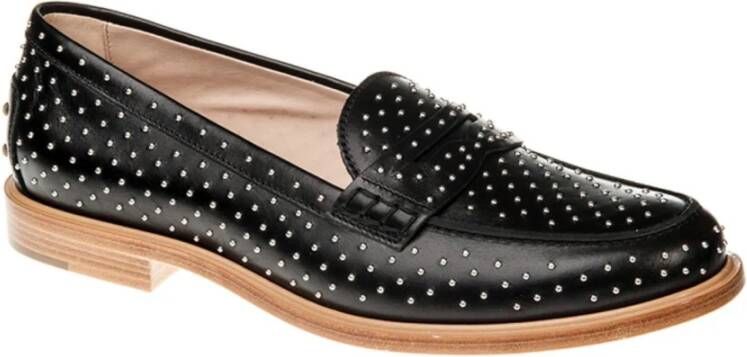 TOD'S Leren Loafers met Metalen Applicaties Black Dames