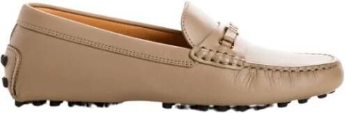 TOD'S Leren Loafers met Metalen Detail Beige Dames