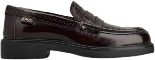 TOD'S Leren Mocassin met Brogue Details Red Dames