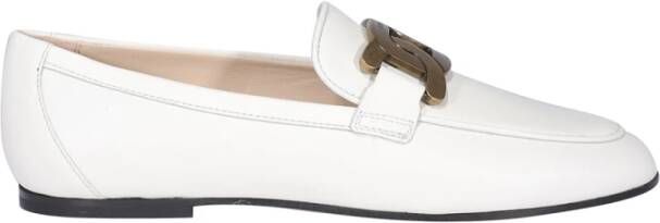 TOD'S Leren mocassins met metalen logo-accessoire White Dames