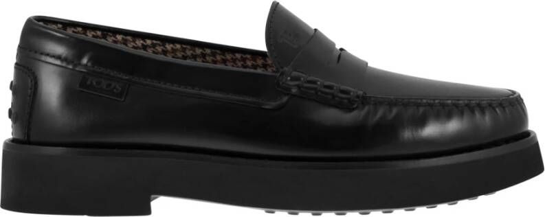 TOD'S Leren Moccasin met Rubberen Zool Black Heren