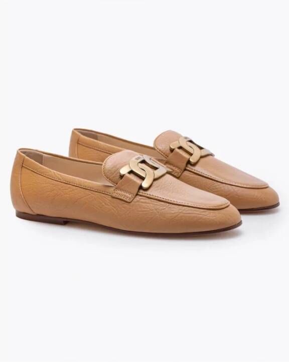 TOD'S Leren Nappa Loafers met Ketting Bit Kleur: Camel Maat: 37 Brown Dames