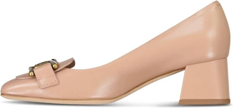 TOD'S Leren pumps met kettingdetail Beige Dames