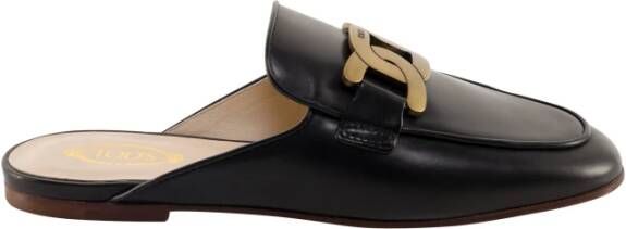 TOD'S Leren sabot met metalen detail Black Dames