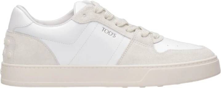 TOD'S Leren Sneakers met Logo Ingelegd White Heren