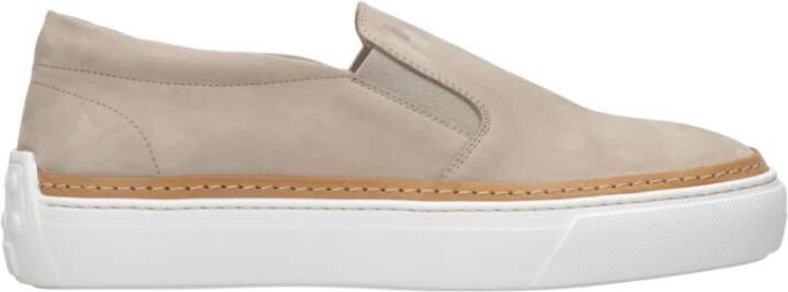 TOD'S Lichtgrijze Slip-on Sneakers met Nubuck Bovenwerk Gray Heren